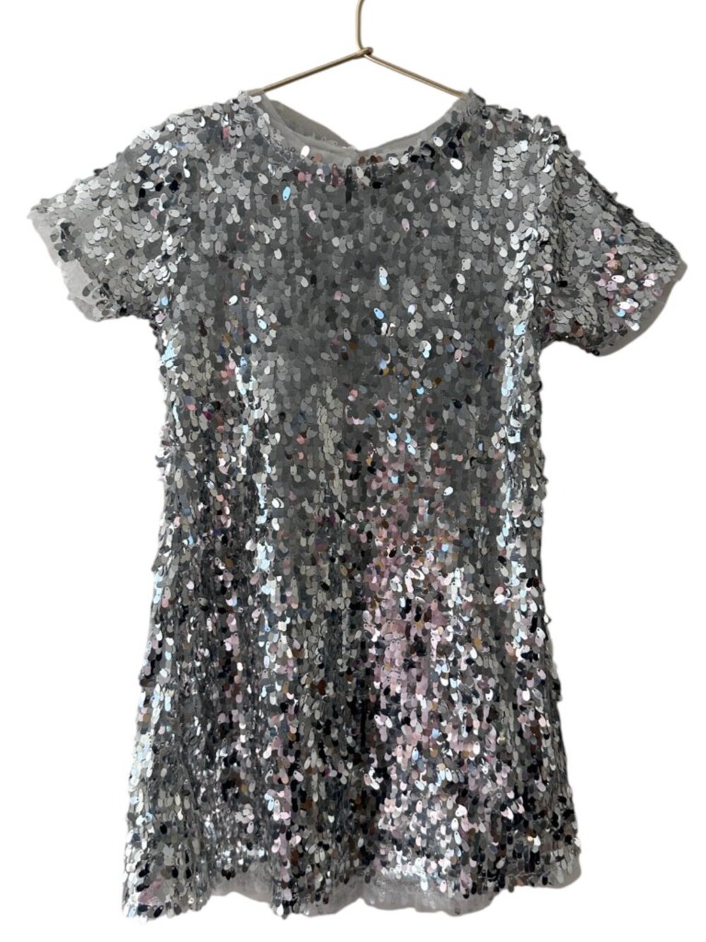 Zara Girls Silver Sequin Paillette Party Dress Size 6